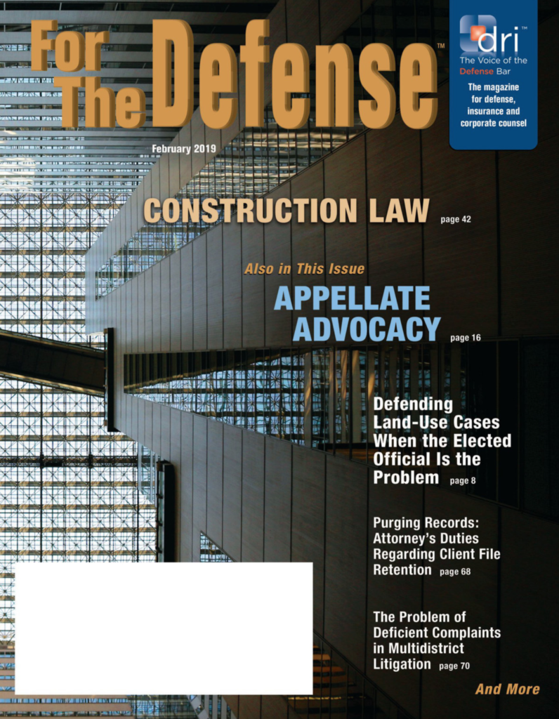 Covere - Chris Balch Artcile in For the Defence Feb 2019