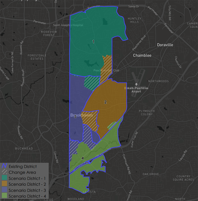 Redistricting map of Brookhaven, GA